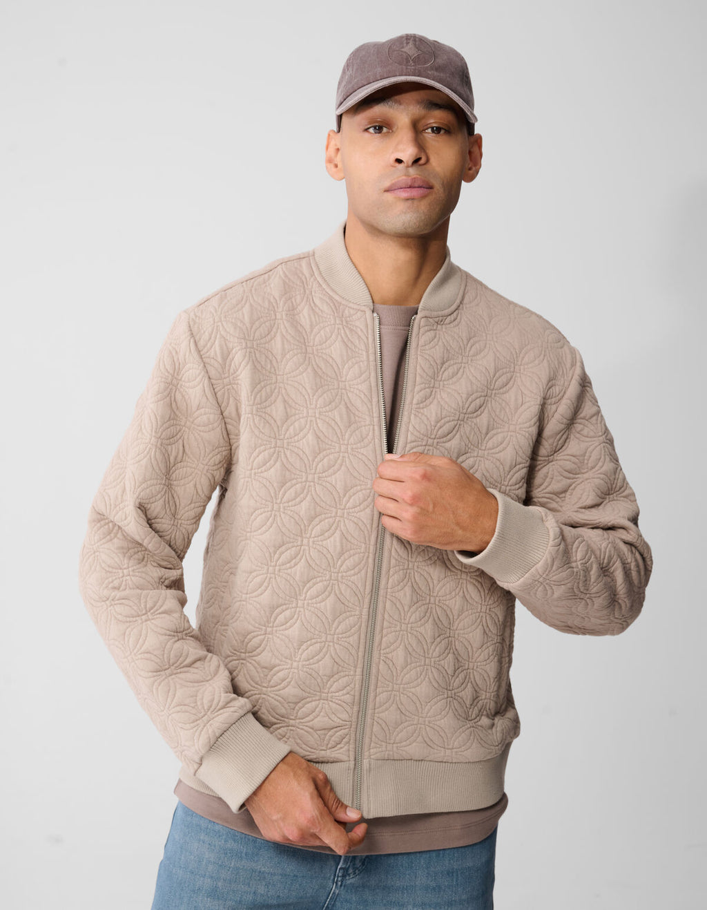 Embroidery Sweat Bomber Jack Lichtbruin