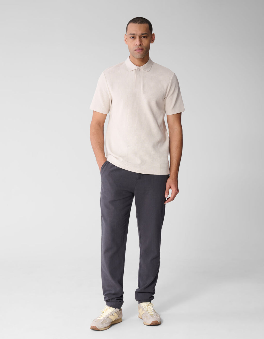 Structuur Regular Fit Broek Donkergrijs