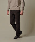 Donkerbruine katoenen stretch chino