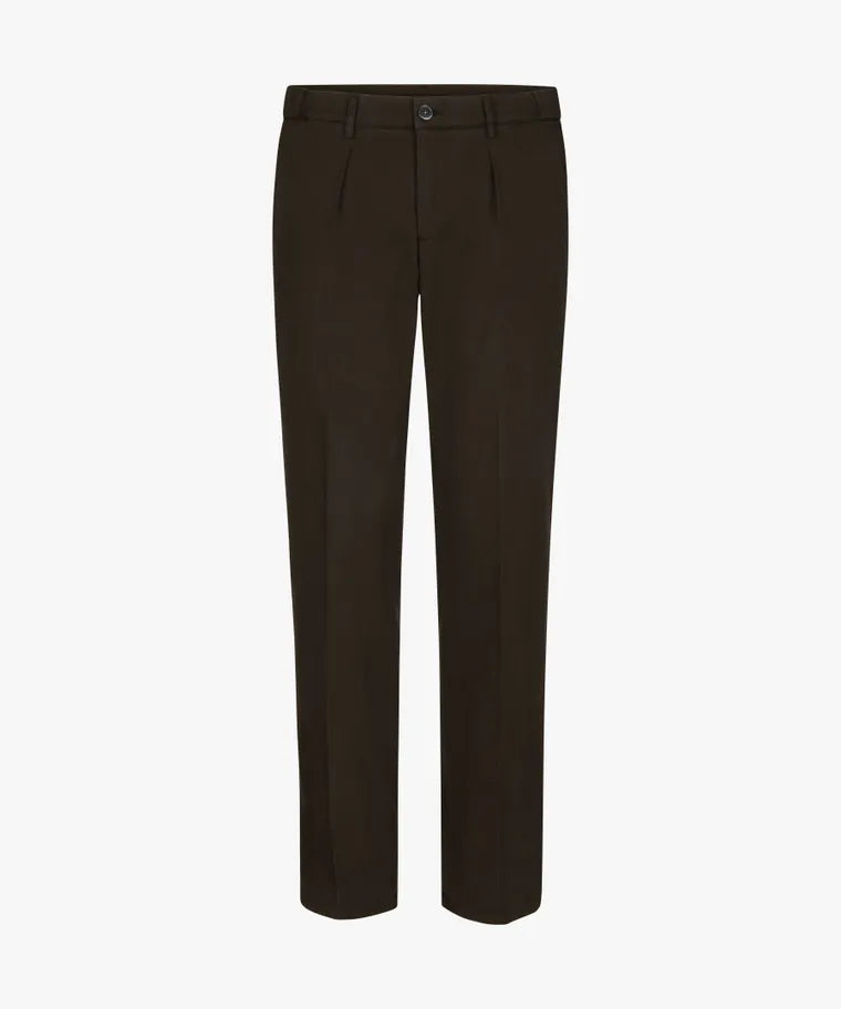 Donkerbruine katoenen stretch chino