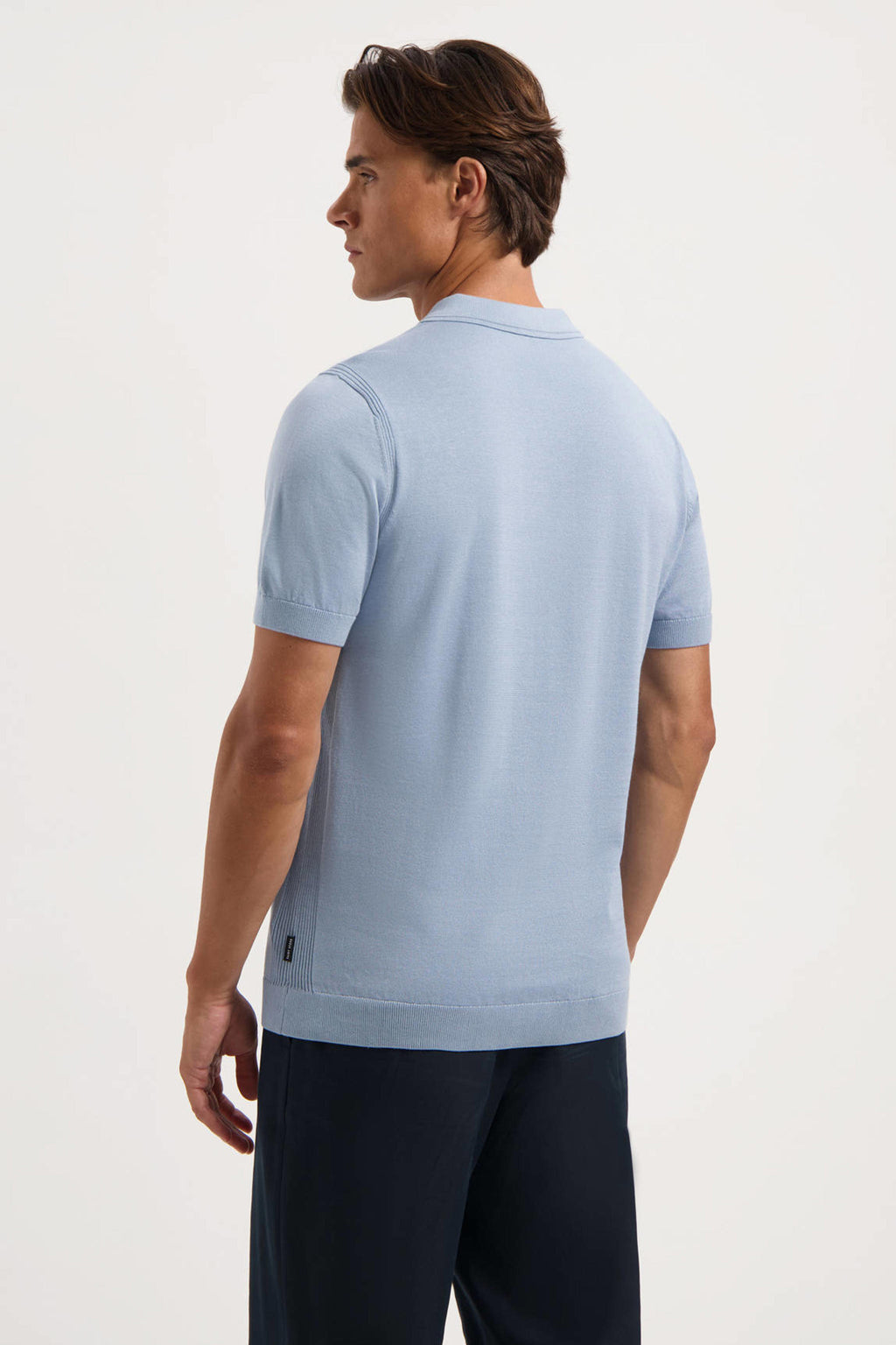 polo fijn gebreid blauw